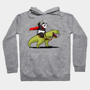 Panda Bear Riding A T-Rex Dinosaur Hoodie